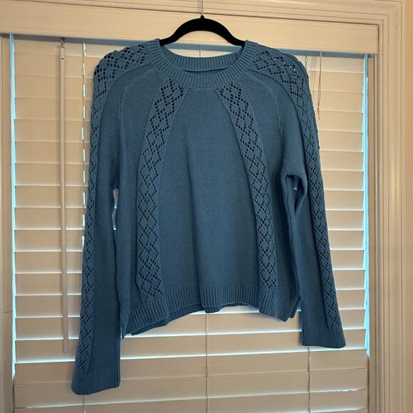NWT Loft Blue Sweater with Geometric Design (Size: M) - Picture 1 of 4